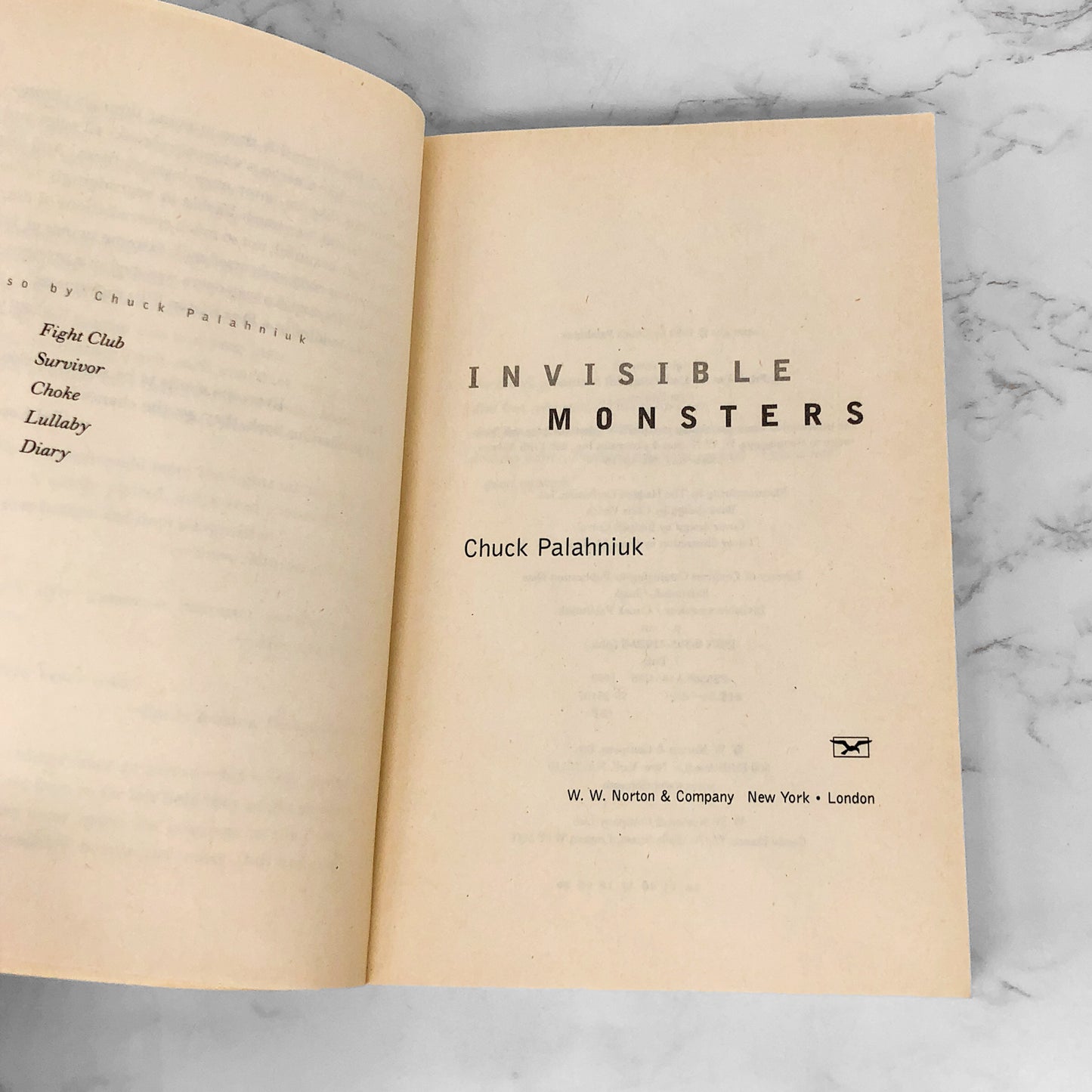 Invisible Monsters by Chuck Palahniuk [2nd EDITION PAPERBACK] 1999
