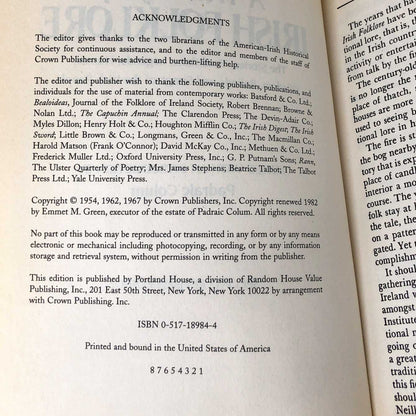 A Treasury of Irish Folklore edited by Padraic Colum [1982 TRADE PAPERBACK]