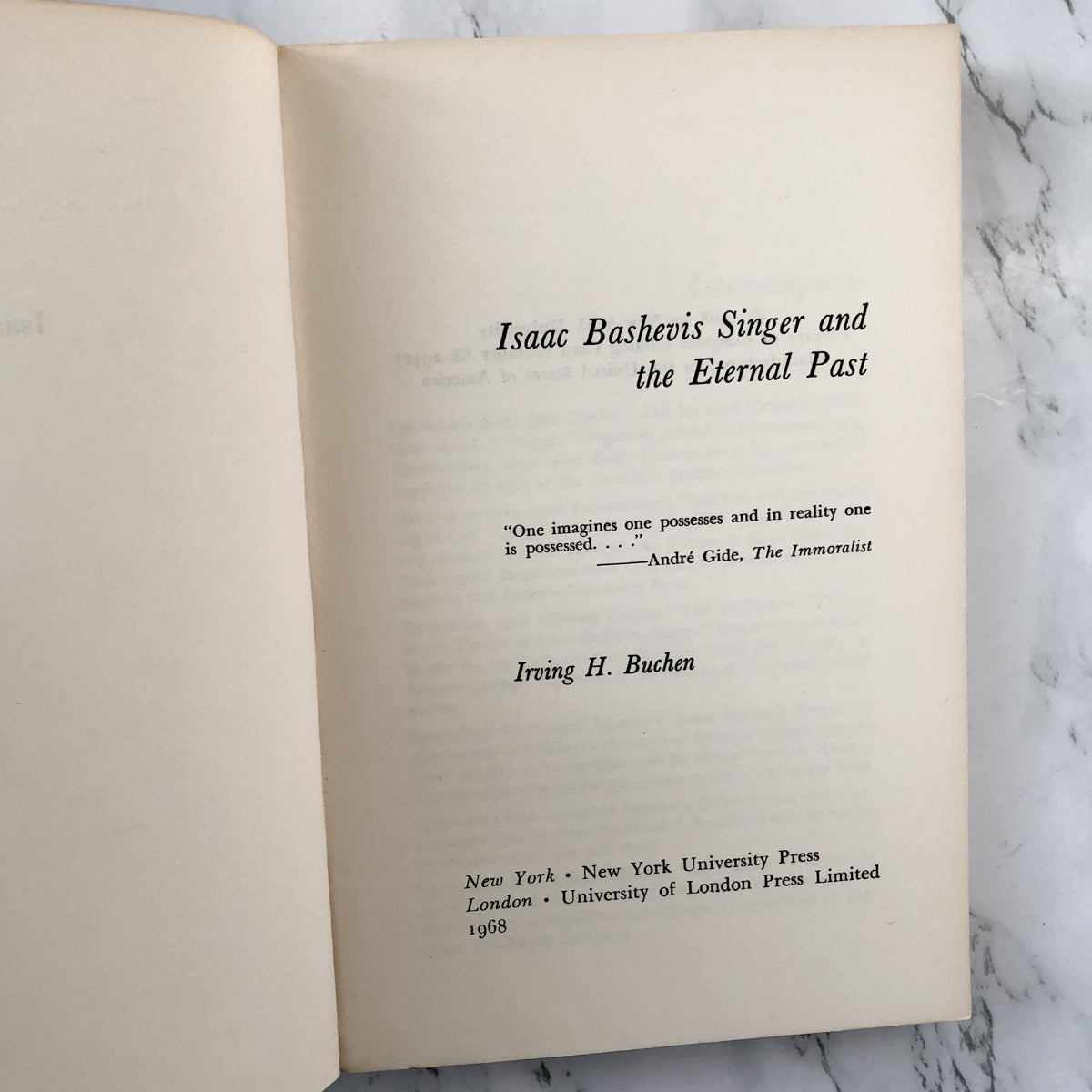 Isaac Bashevis Singer and the Eternal Past by Irving H. Buchen [1968 TRADE PAPERBACK] - Bookshop Apocalypse