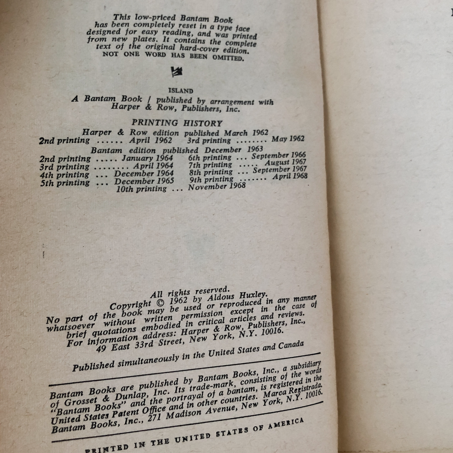 Island by Aldous Huxley [FIRST PAPERBACK EDITION] - Bookshop Apocalypse