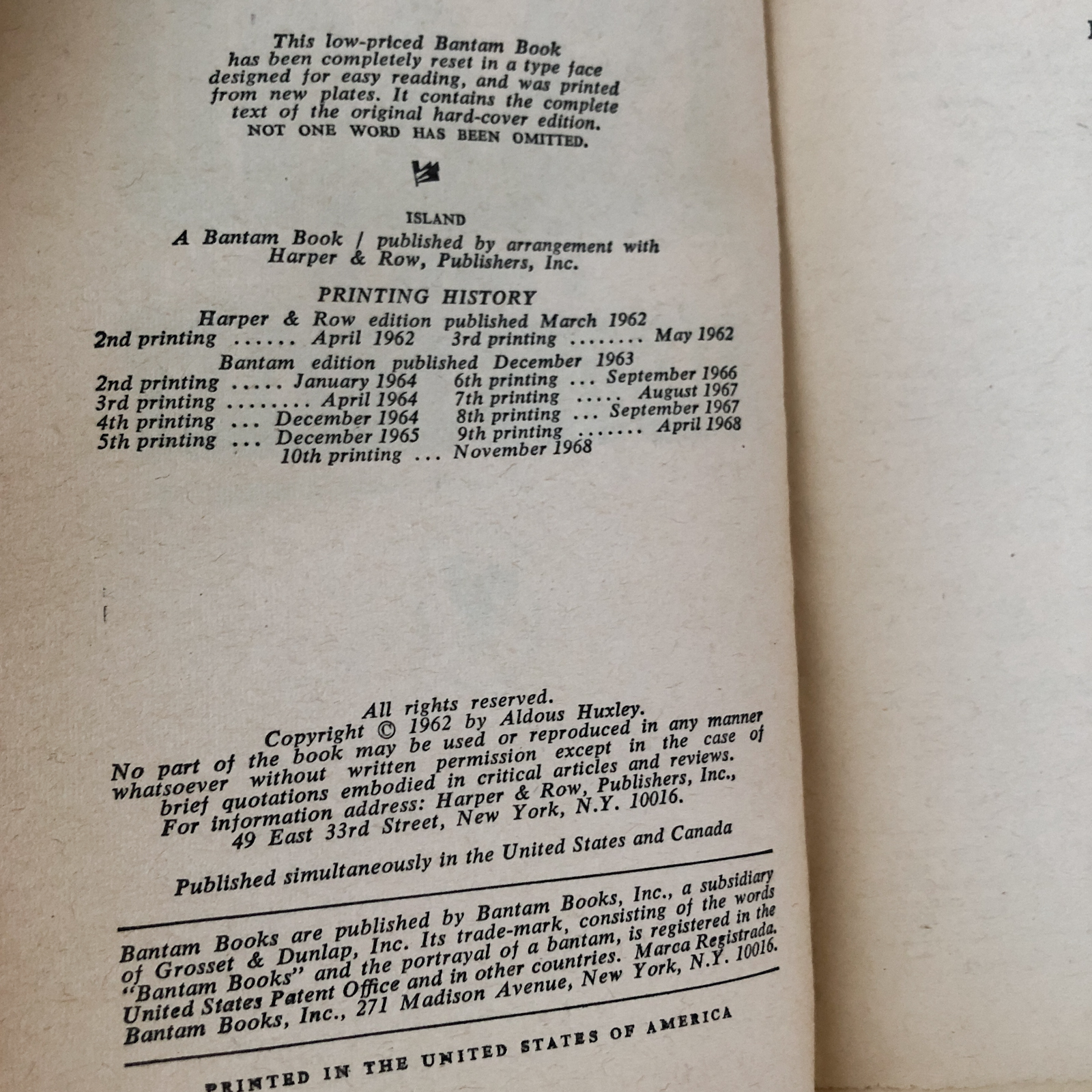 Island by Aldous Huxley [FIRST PAPERBACK EDITION] - Bookshop Apocalypse