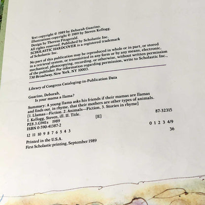 Is Your Mama a Llama? by Deborah Guarino & Steven Kellogg [FIRST EDITION] 1989 • Hardcover