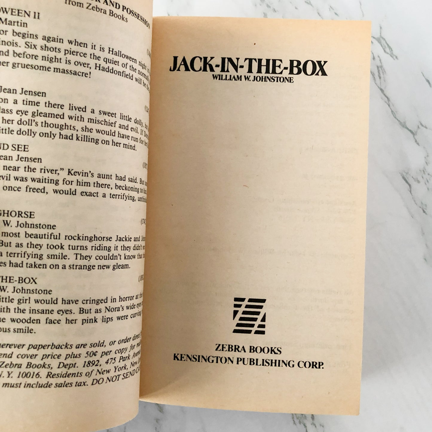 Jack-in-the-Box by William W. Johnstone [1986 PAPERBACK] • Zebra Horror