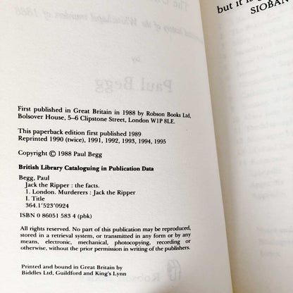 Jack the Ripper: The Uncensored Facts by Paul Begg [U.K. TRADE PAPERBACK]