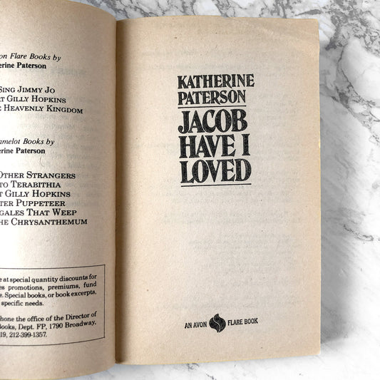 Jacob Have I Loved by Katherine Paterson [FIRST PAPERBACK EDITION / 1981]