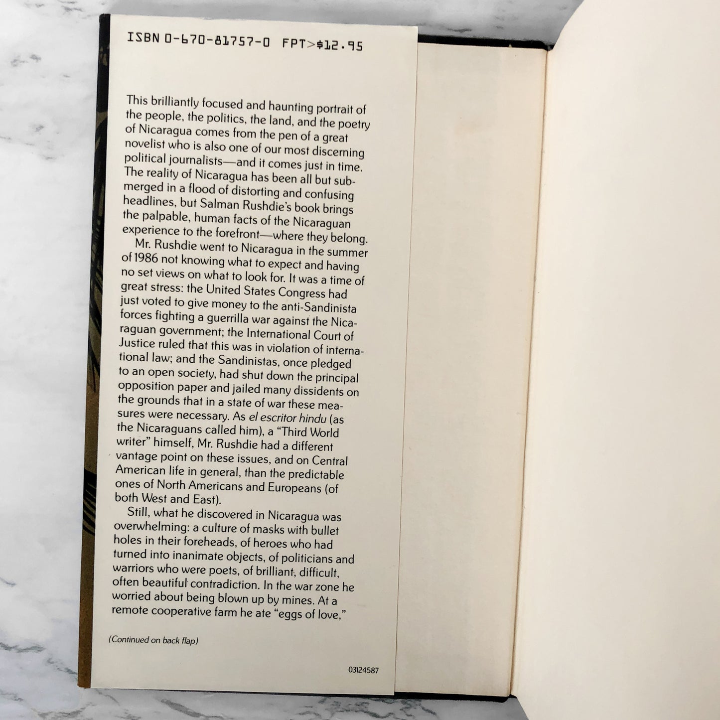 The Jaguar Smile: A Nicaraguan Journey by Salman Rushdie [FIRST EDITION / FIRST PRINTING]