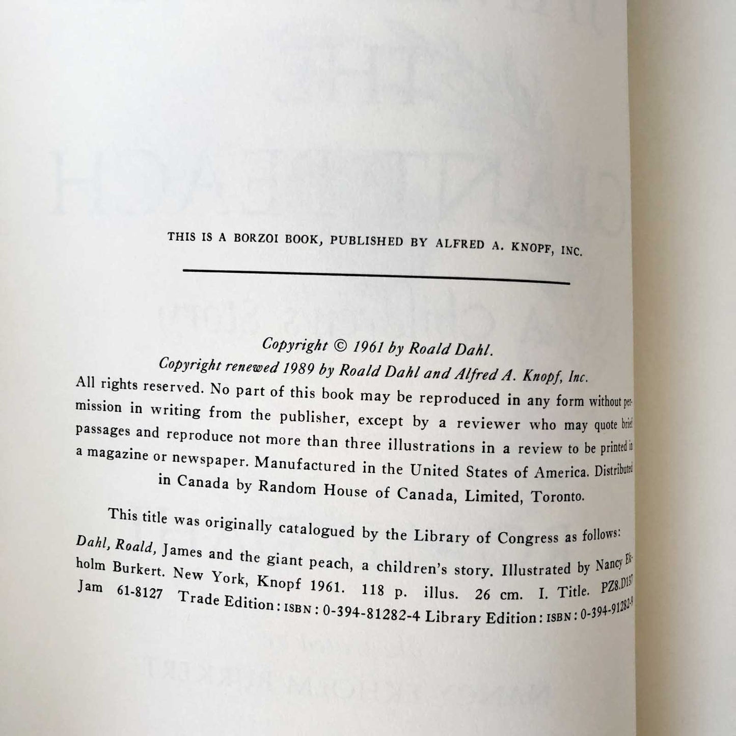 James and the Giant Peach by Roald Dahl [U.S. FIRST EDITION / 1961]