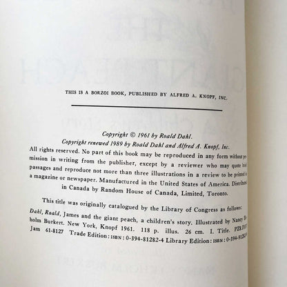 James and the Giant Peach by Roald Dahl [U.S. FIRST EDITION / 1961]