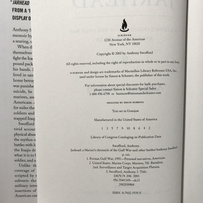 Jarhead by Anthony Swofford [FIRST EDITION] - Bookshop Apocalypse