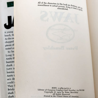 Jaws by Peter Benchley [FIRST EDITION / FIRST PRINTING]