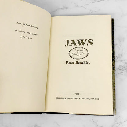 JAWS by Peter Benchley [FIRST EDITION • FIRST PRINTING] 1974 • Doubleday