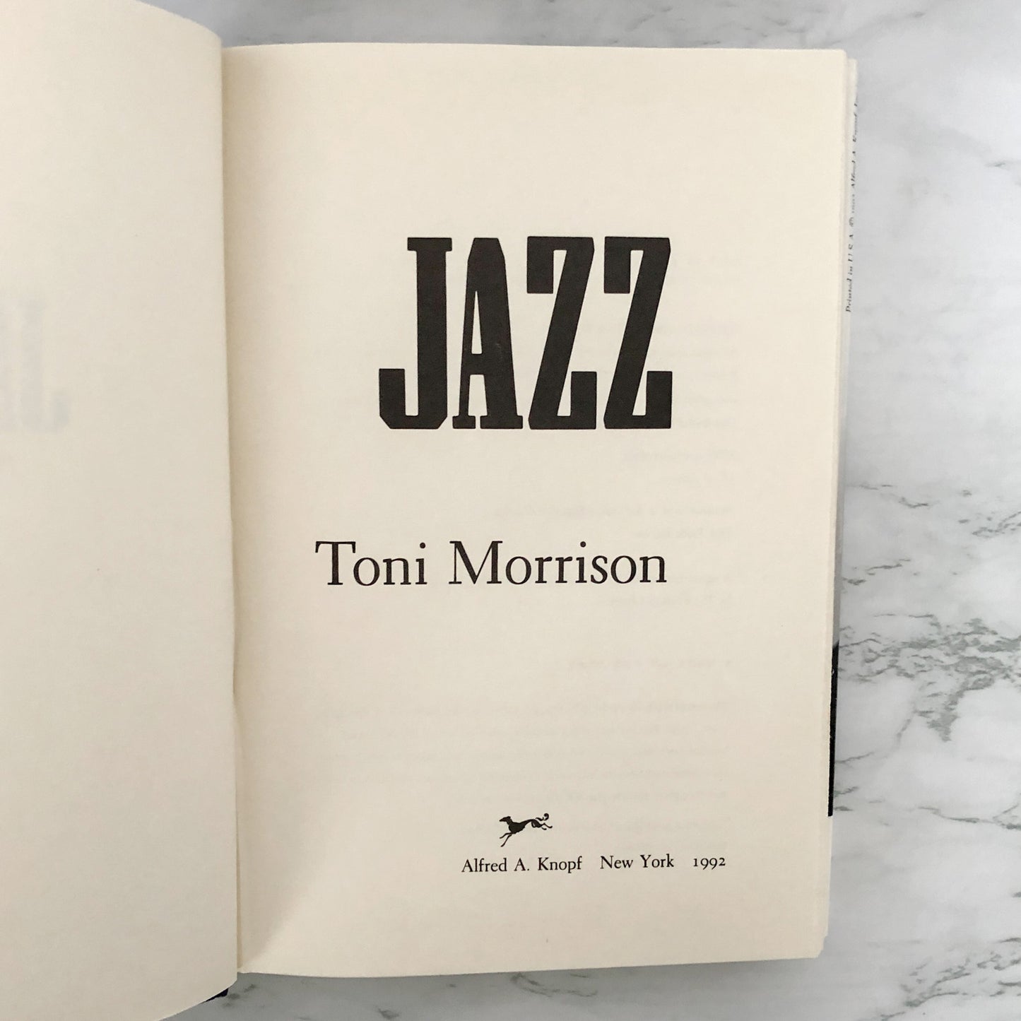Jazz by Toni Morrison [FIRST EDITION / FIRST PRINTING]