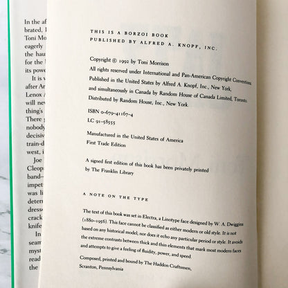 Jazz by Toni Morrison [FIRST EDITION / FIRST PRINTING]