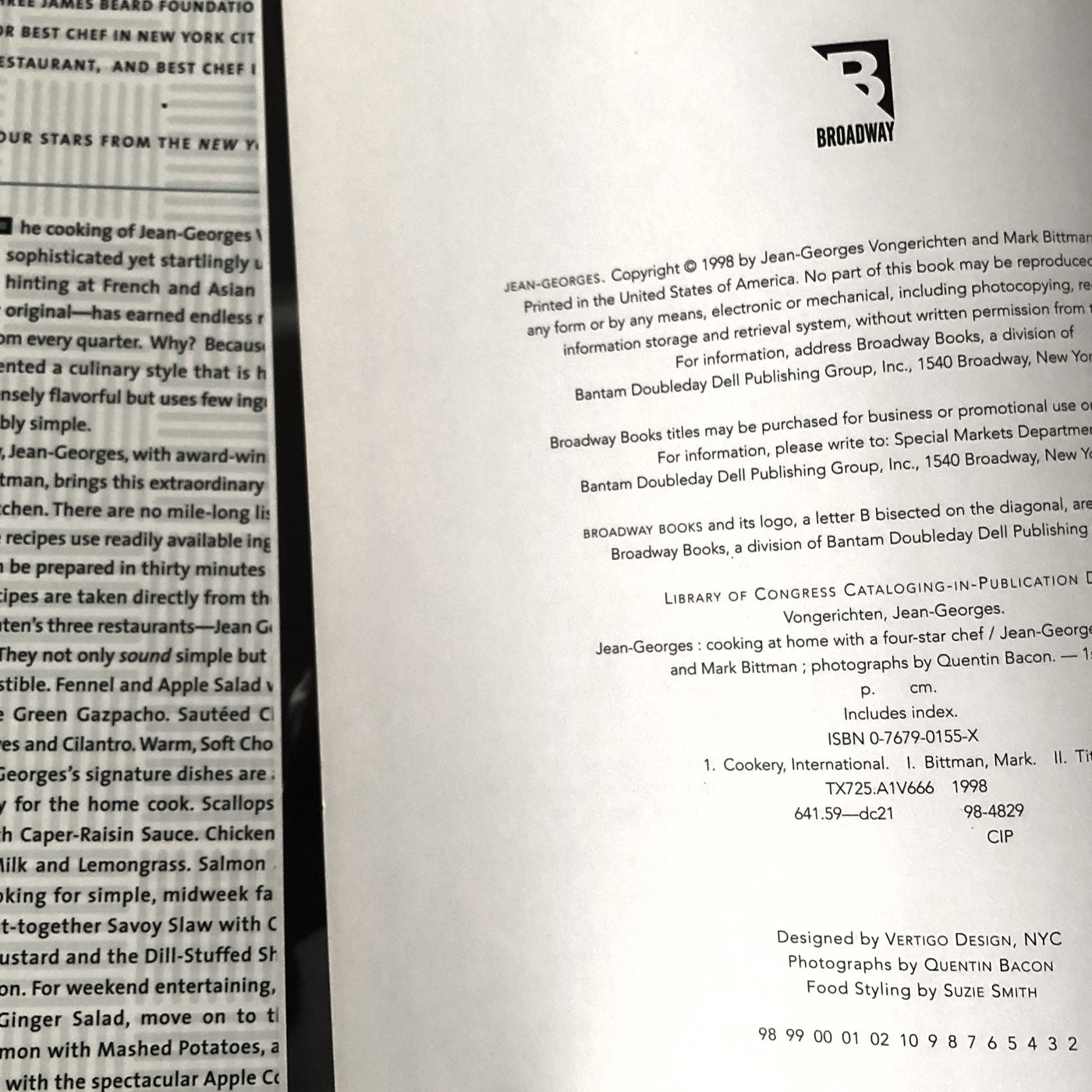 Jean-Georges: Cooking at Home With a Four Star Chef by Jean-Georges Vongerichten & Mark Bittman [FIRST EDITION]