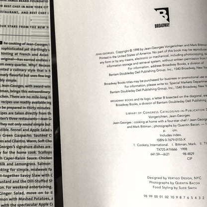 Jean-Georges: Cooking at Home With a Four Star Chef by Jean-Georges Vongerichten & Mark Bittman [FIRST EDITION]