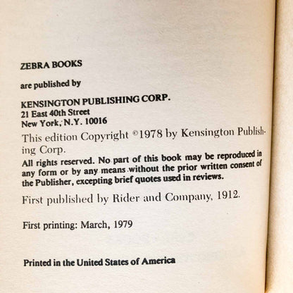 The Jewel of Seven Stars by Bram Stoker [1979 PAPERBACK] Zebra Horror