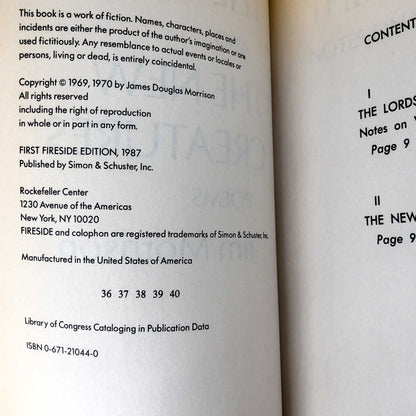 The Lords and the New Creatures by Jim Morrison [1987 TRADE PAPERBACK]