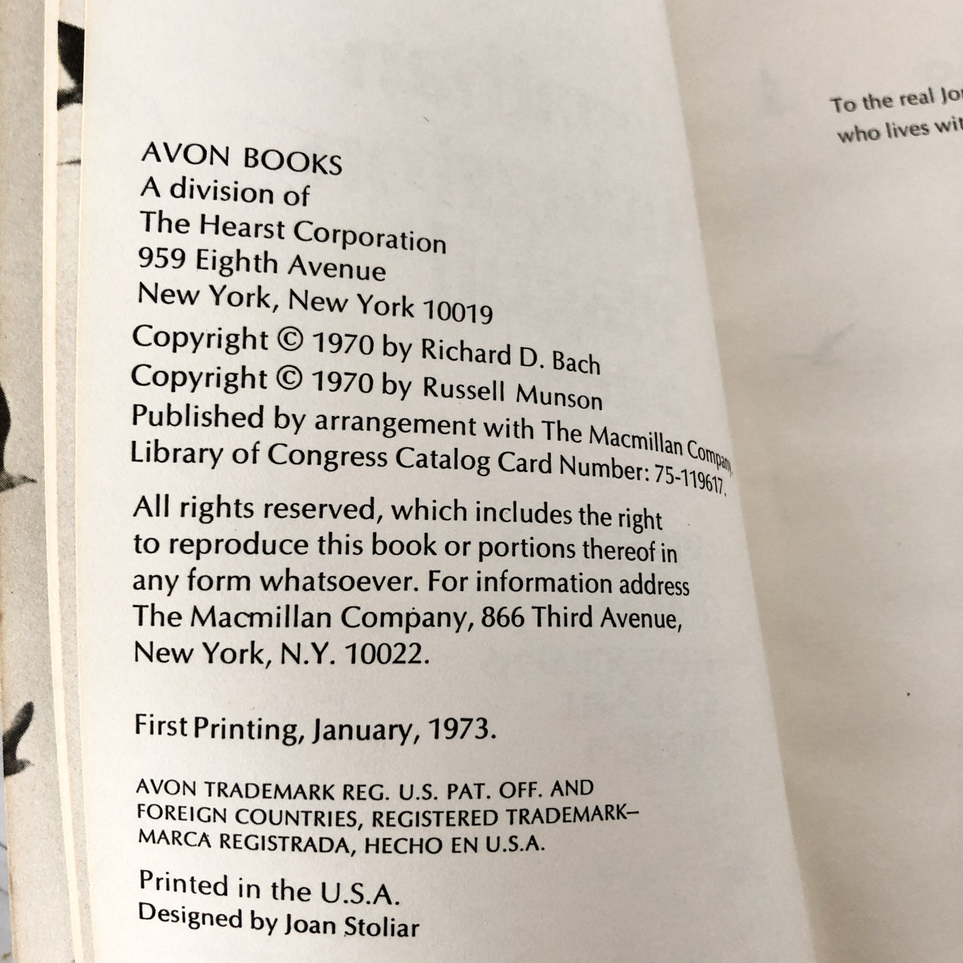 Jonathan Livingston Seagull by Richard Bach [FIRST PAPERBACK PRINTING / 1973]