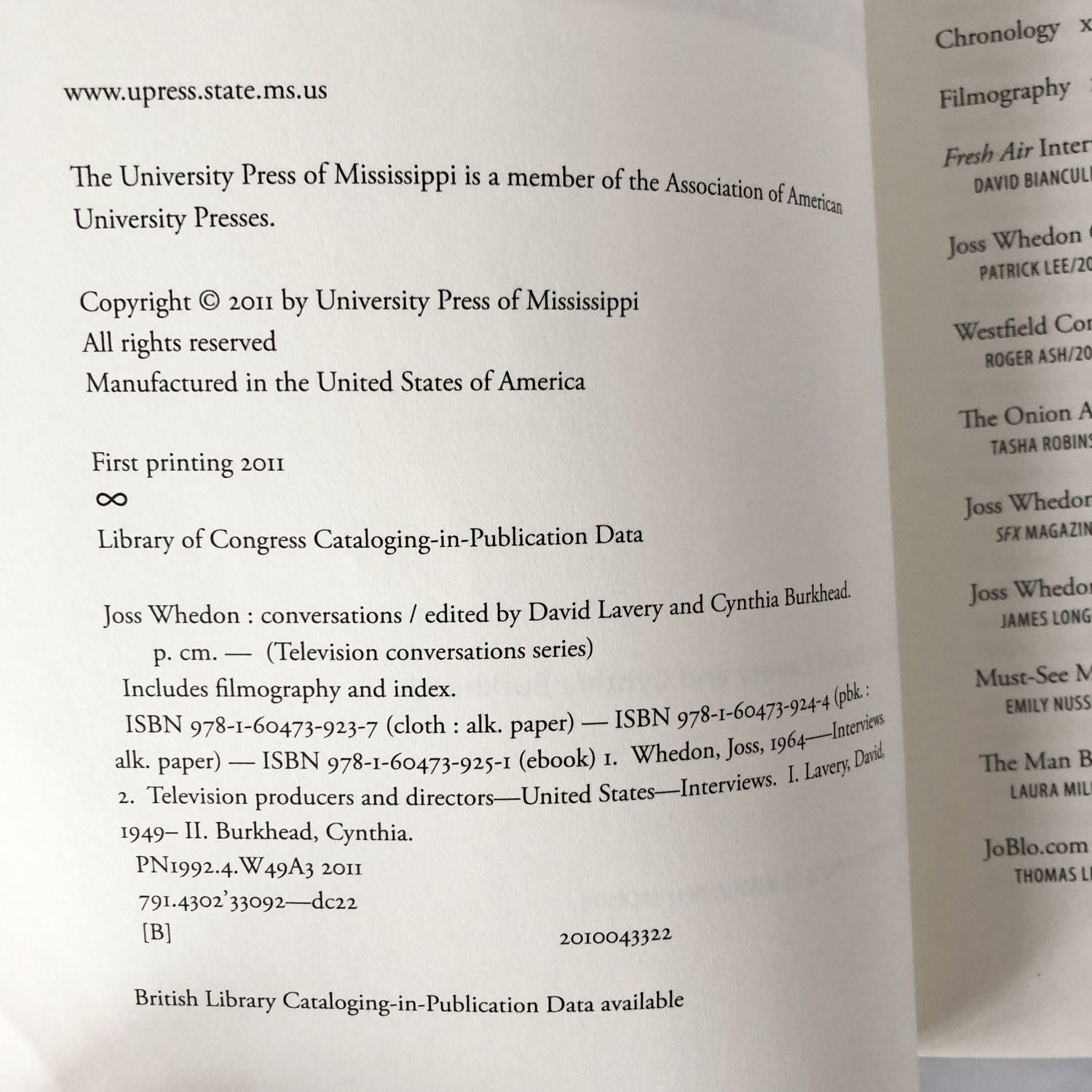 Joss Whedon: Conversations edited by David Lavery [TRADE PAPERBACK] - Bookshop Apocalypse