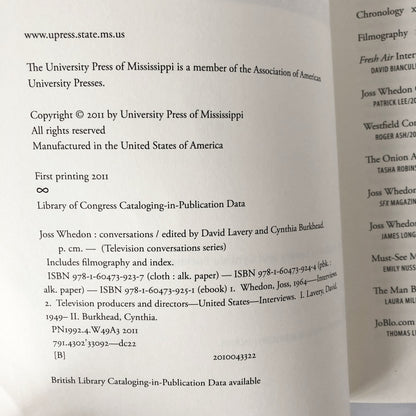 Joss Whedon: Conversations edited by David Lavery [TRADE PAPERBACK] - Bookshop Apocalypse