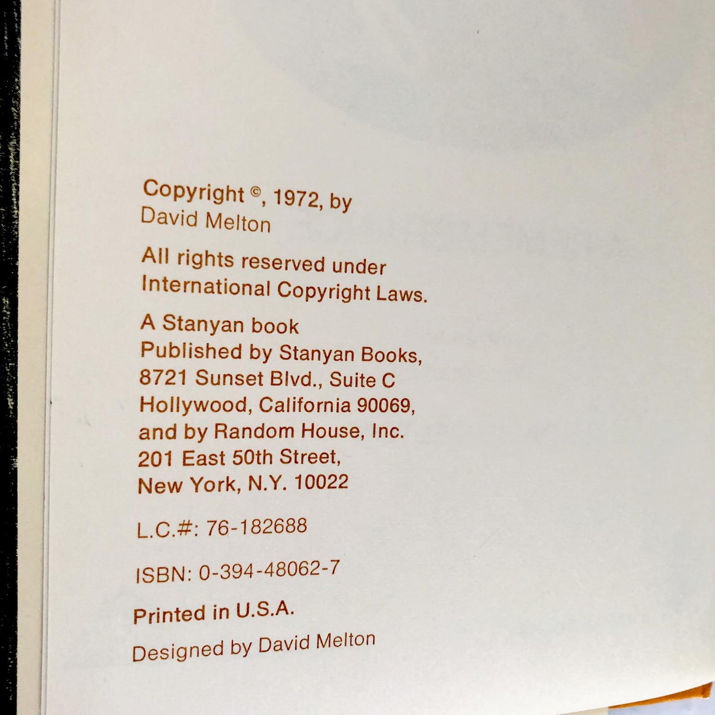 Judy: A Remembrance by David Melton [FIRST EDITION / 1972]