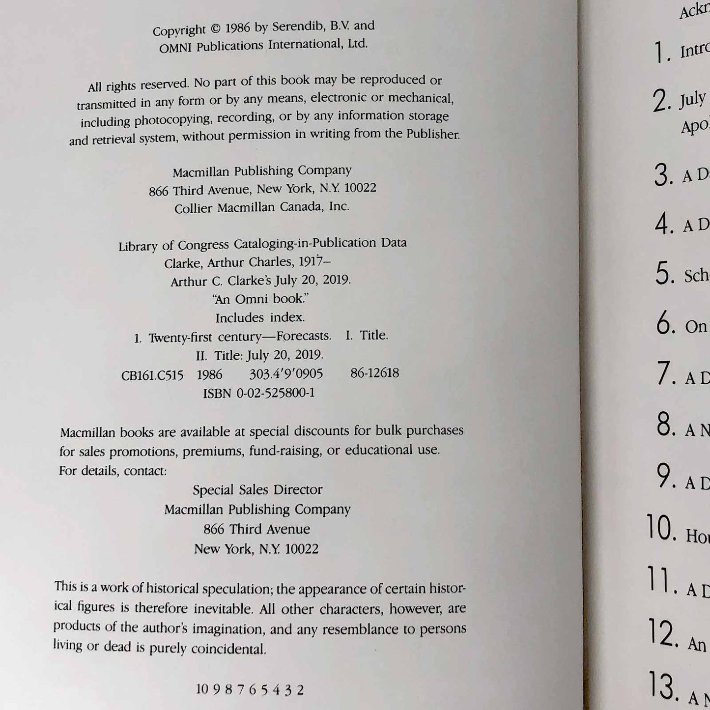 July 20, 2019: Life in the 21st Century by Arthur C. Clarke [FIRST EDITION] 1986