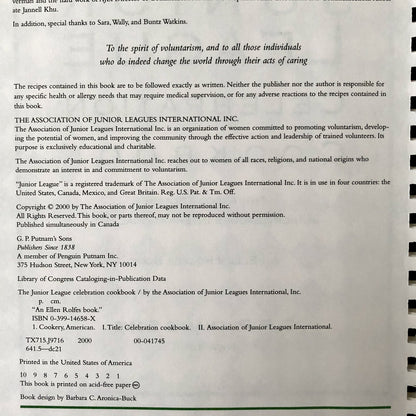 The Junior League Celebration Cookbook [FIRST EDITION]