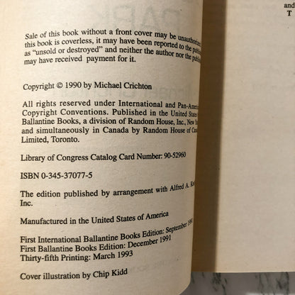 Jurassic Park by Michael Crichton [MOVIE TIE-IN PAPERBACK / 1993] - Bookshop Apocalypse
