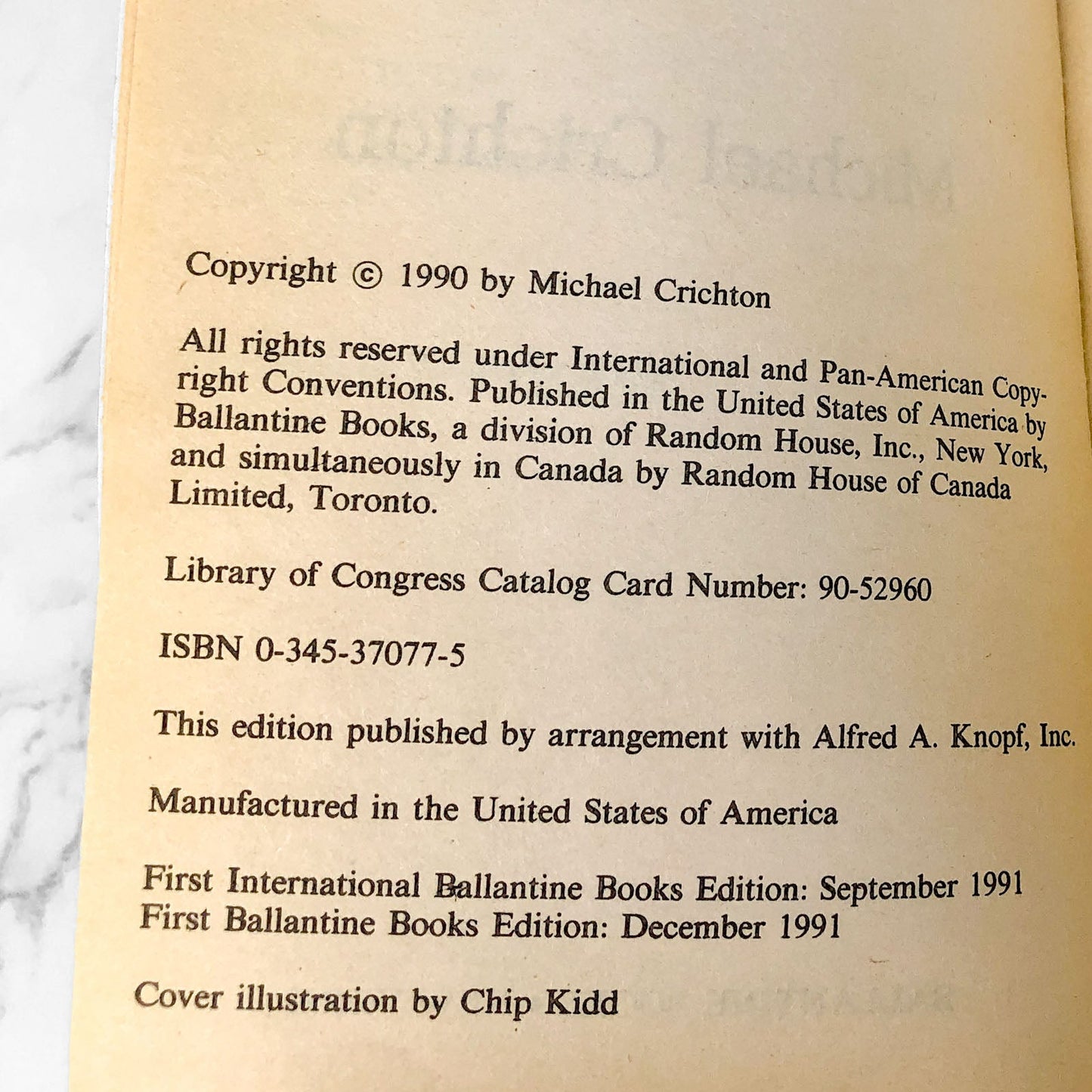 Jurassic Park by Michael Crichton [FIRST PAPERBACK PRINTING] 1991 • Ballantine 