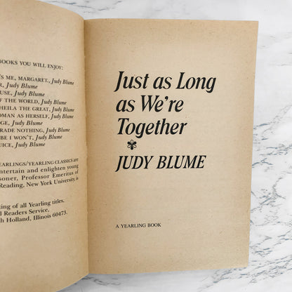 Just as Long as We're Together by Judy Blume [FIRST PAPERBACK PRINTING] 1988