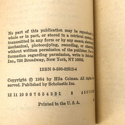 Just the Two of Us by Hila Colman [FIRST EDITION PAPERBACK] 1984 • Point