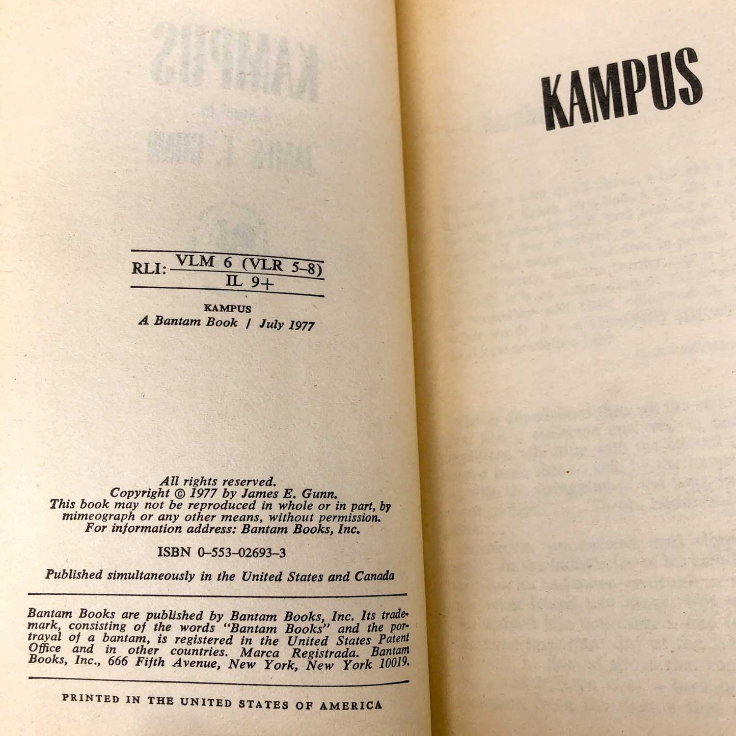 Kampus by James E. Gunn [FIRST EDITION • FIRST PRINTING] 1977