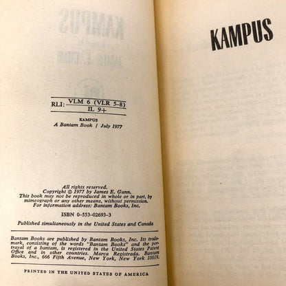 Kampus by James E. Gunn [FIRST EDITION • FIRST PRINTING] 1977