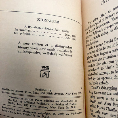 Kidnapped by Robert Louis Stevenson [1964 PAPERBACK]