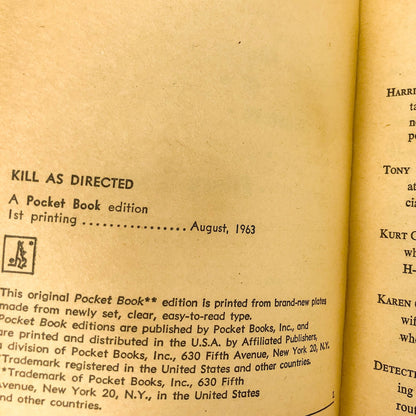 Kill as Directed by Ellery Queen [FIRST EDITION PAPERBACK] 1963