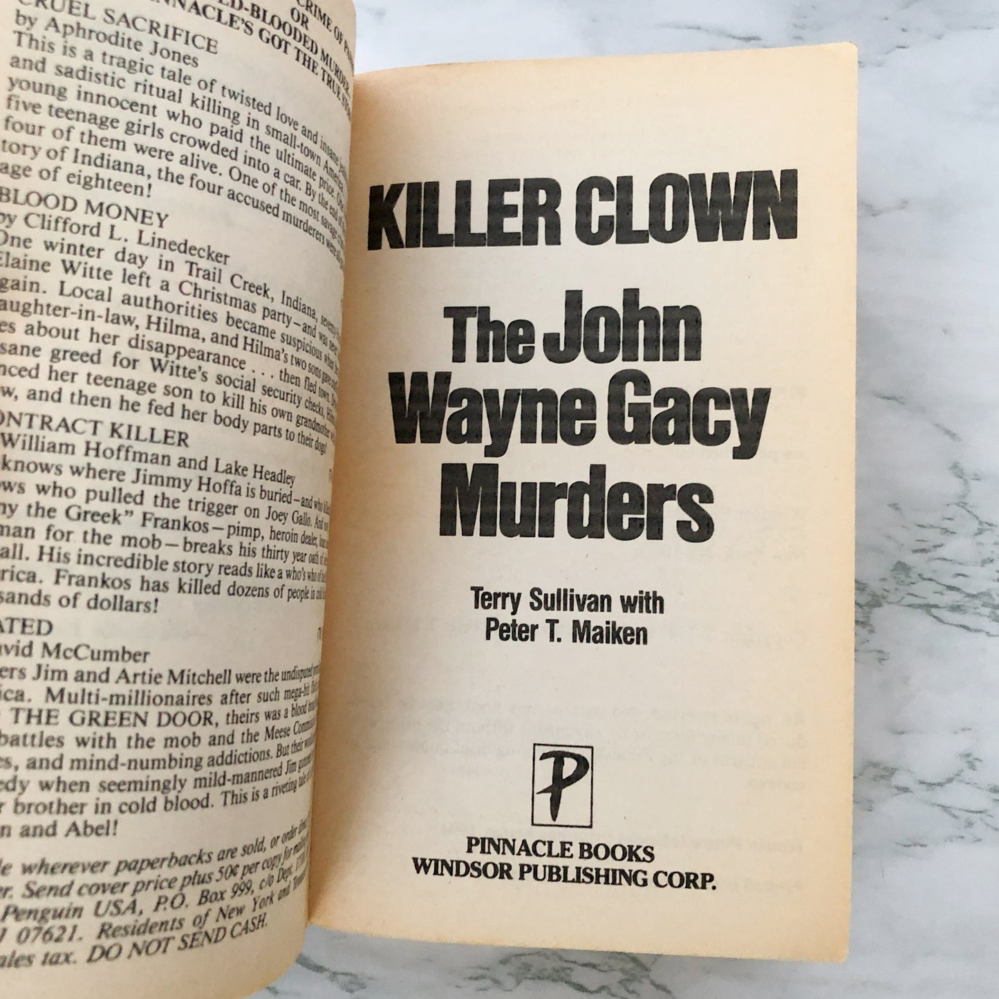 Killer Clown: The John Wayne Gacy Murders by Terry Sullivan [1994 PAPERBACK]