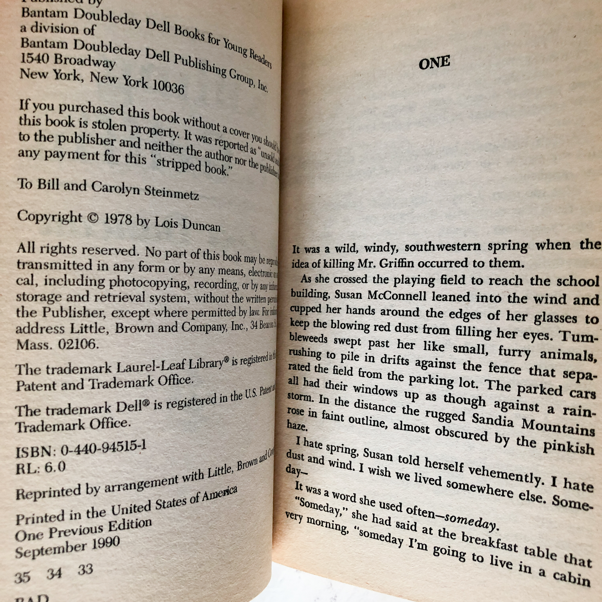 Killing Mr. Griffin by Lois Duncan [1990 PAPERBACK] - Bookshop Apocalypse