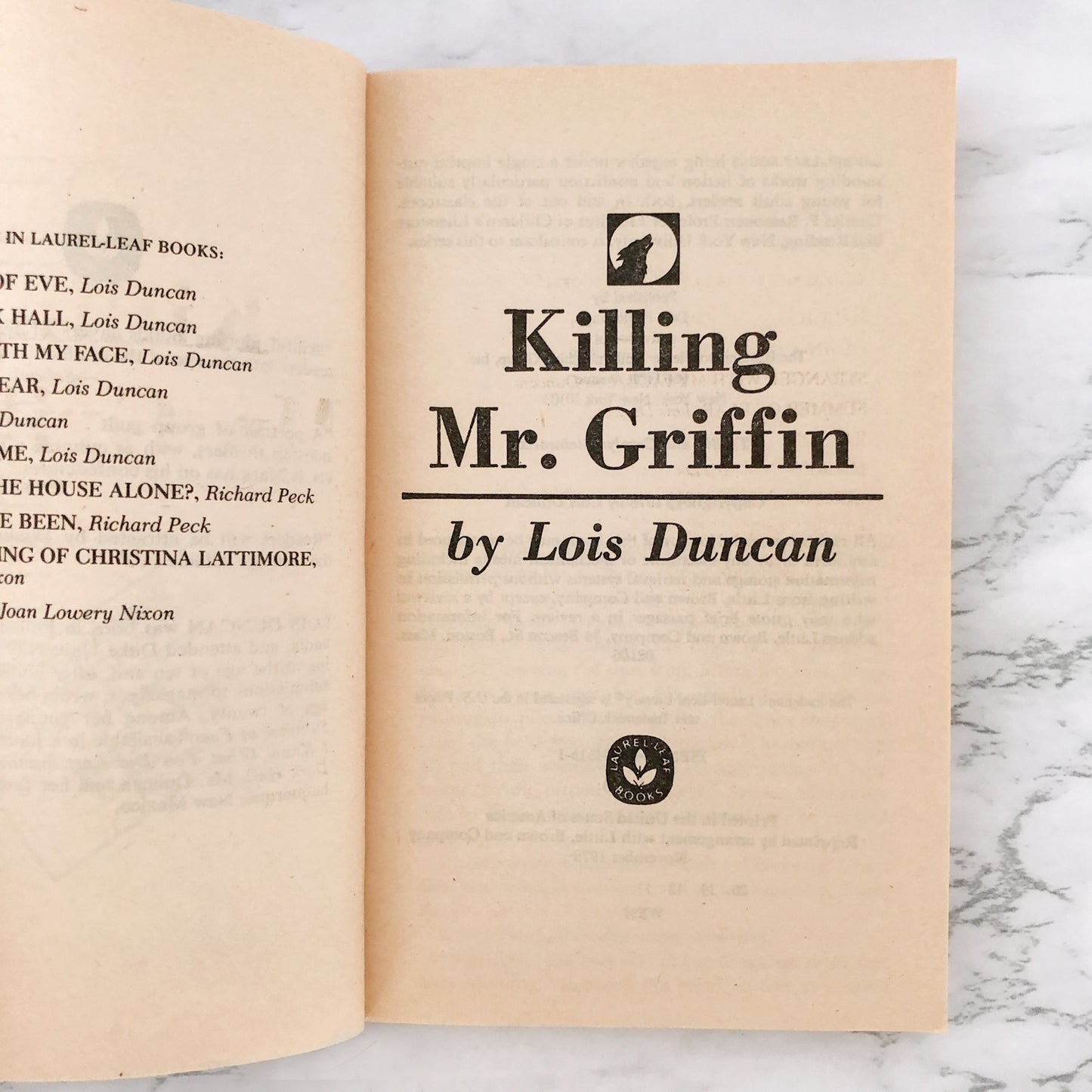 Killing Mr. Griffin by Lois Duncan [1979 PAPERBACK]