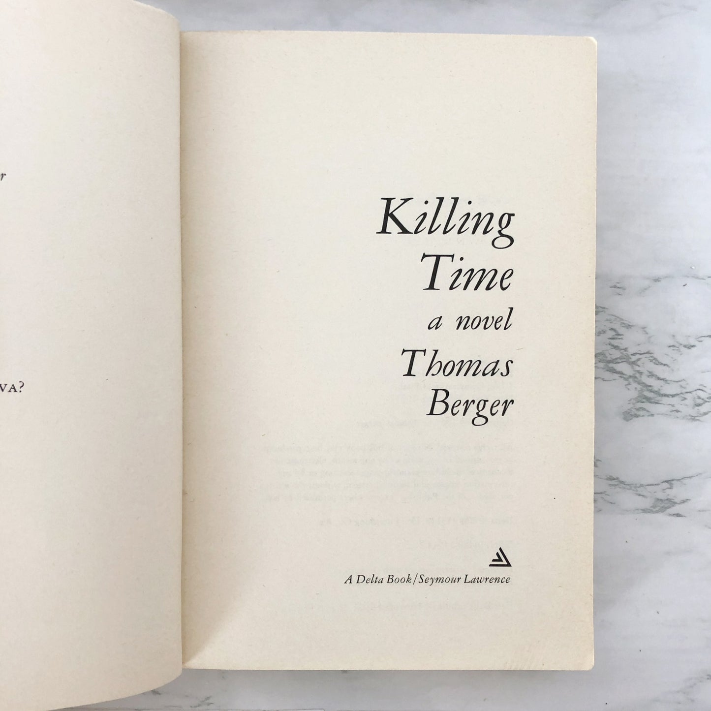 Killing Time by Thomas Berger [TRADE PAPERBACK / 1981]