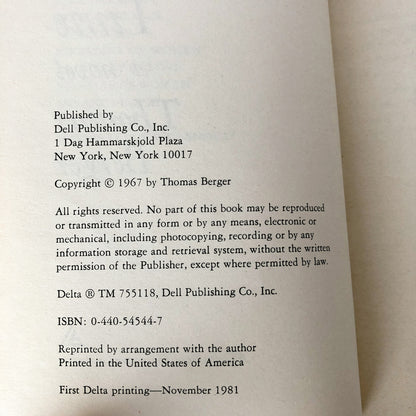 Killing Time by Thomas Berger [TRADE PAPERBACK / 1981]