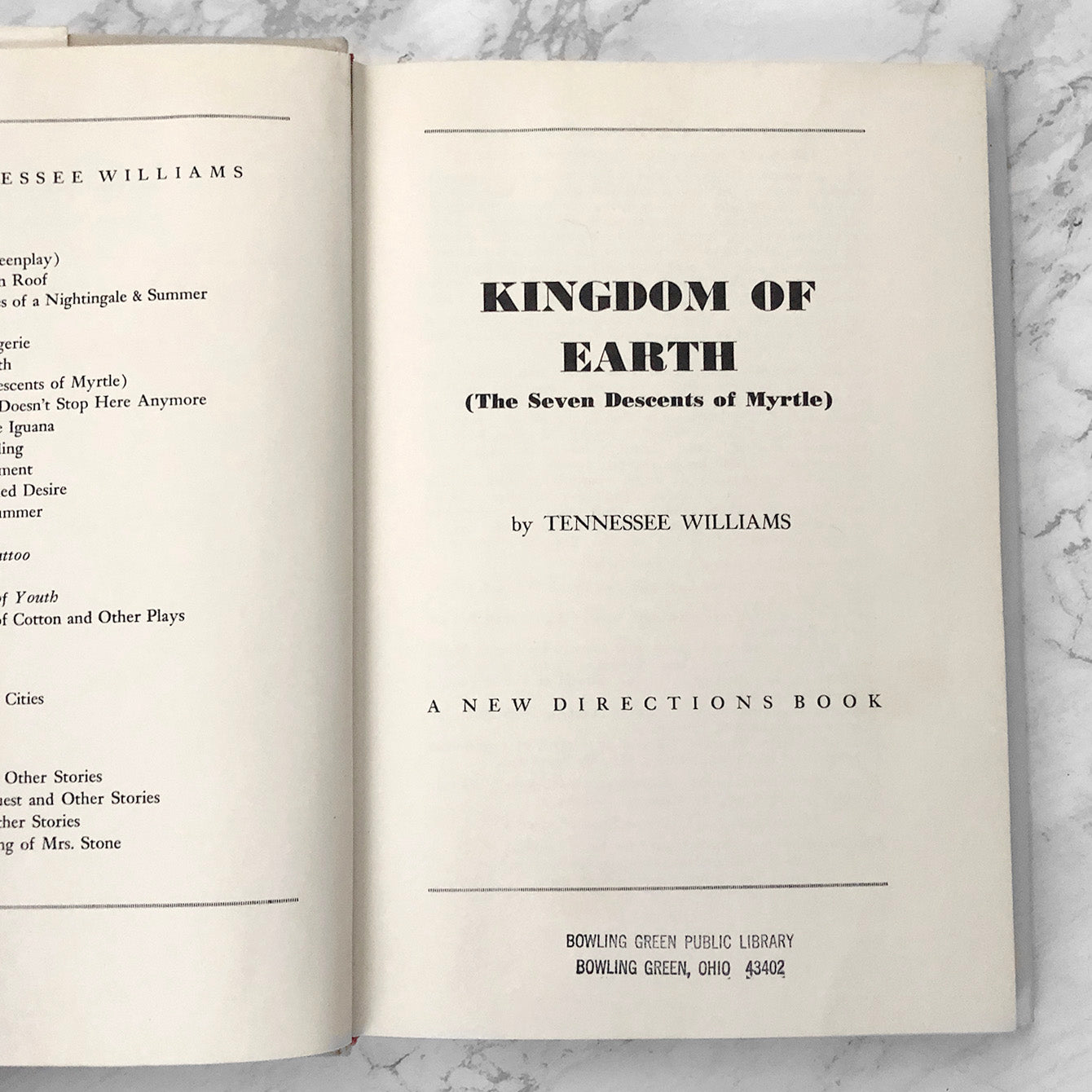 Kingdom of Earth by Tennessee Williams [FIRST EDITION] 1968