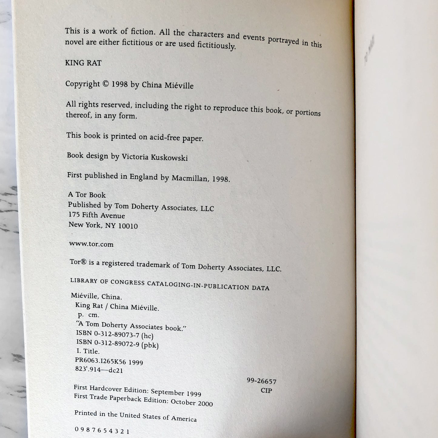 King Rat by China Miéville SIGNED! [FIRST PAPERBACK PRINTING] 2000 • Tor