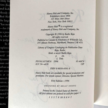 Kink by Kathe Koja SIGNED! [FIRST EDITION / FIRST PRINTING] 1996