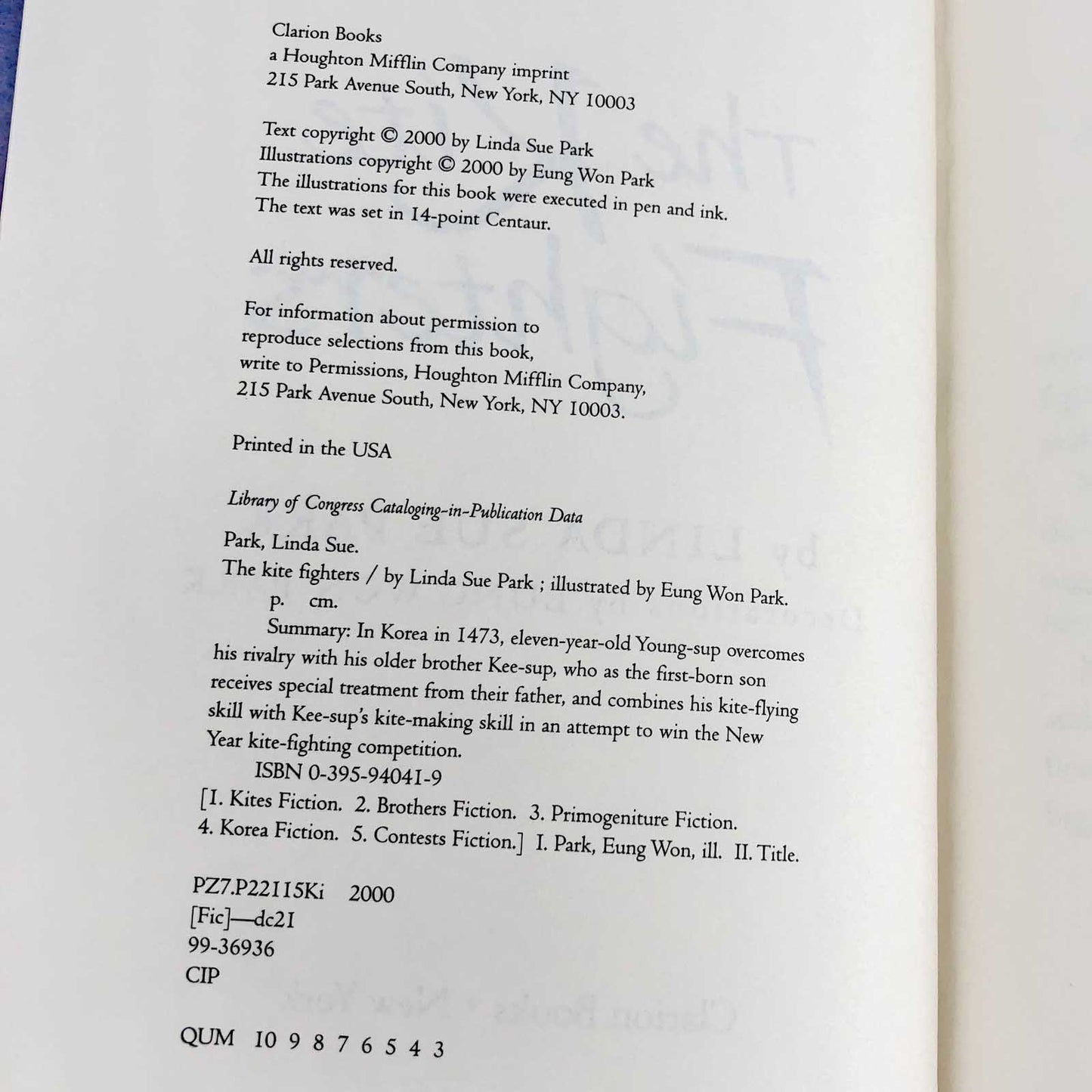 The Kite Fighters by Linda Sue Park [FIRST EDITION] 2000