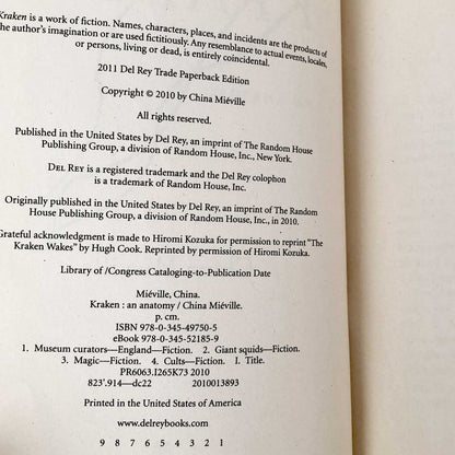 Kraken by China Miéville [FIRST PAPERBACK PRINTING] 2011 • Del-Rey