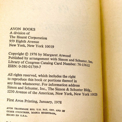 Lady Oracle by Margaret Atwood [FIRST PAPERBACK PRINTING] 1978