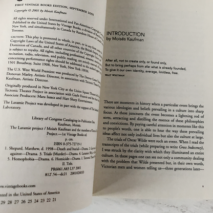 The Laramie Project by Moisés Kaufman [TRADE PAPERBACK / 2001]