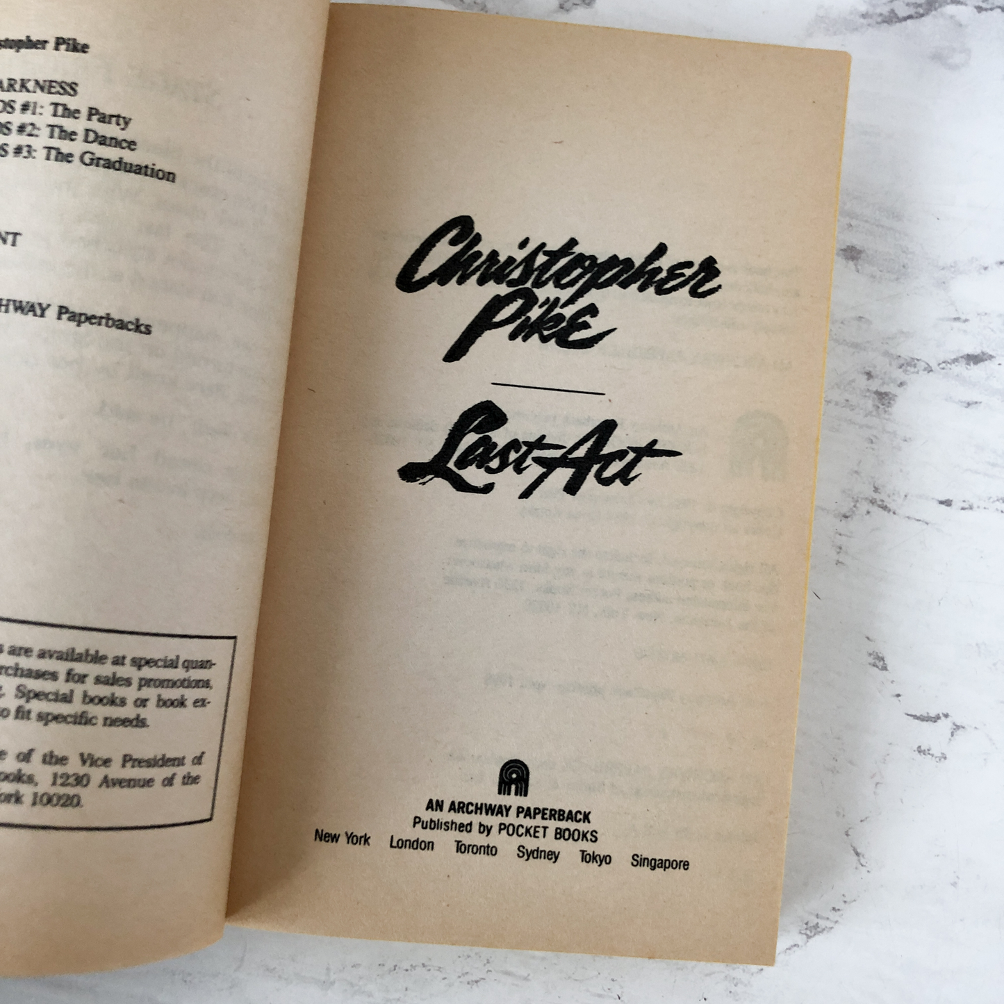 Last Act by Christopher Pike [1988 PAPERBACK] - Bookshop Apocalypse