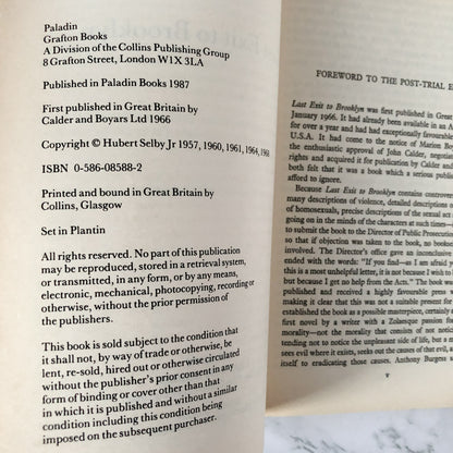 Last Exit to Brooklyn by Hubert Selby Jr. [RARE U.K TRADE PAPERBACK / 1987] - Bookshop Apocalypse