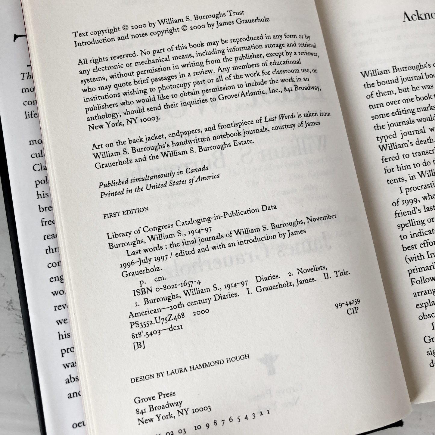 Last Words: The Final Journals of William S. Burroughs [FIRST EDITION / FIRST PRINTING] - Bookshop Apocalypse